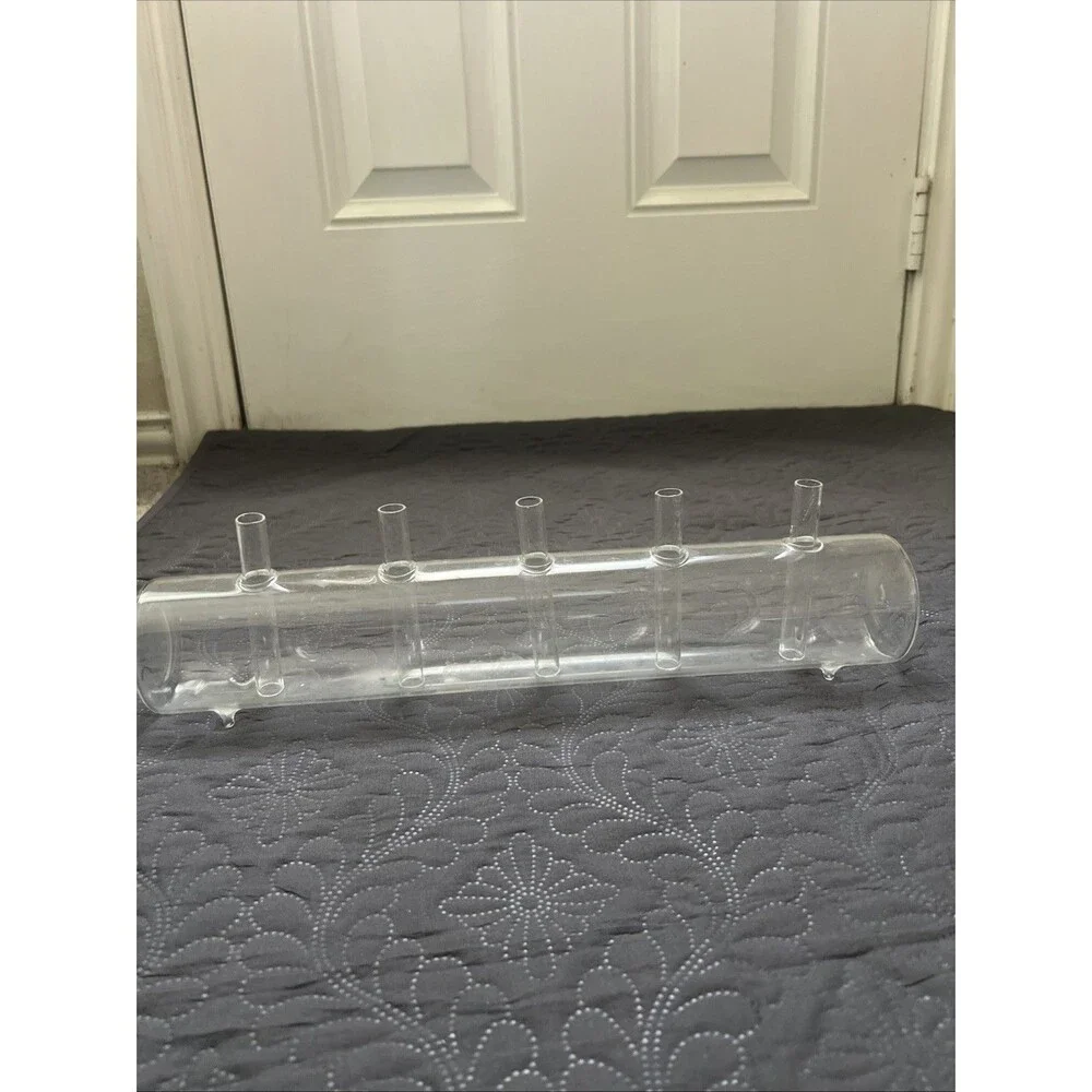 VTG 5-Hole Flute Tube Vase, Clear Blown Glass Flower Bud Succulent  Centerpiece